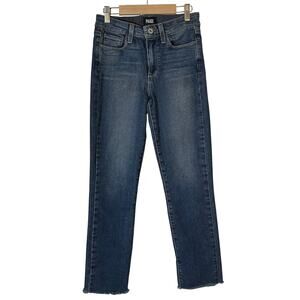 Paige Women's Jacqueline Straight Leg Raw Hem Crop Ankle Mid-Rise Denim Jeans 25